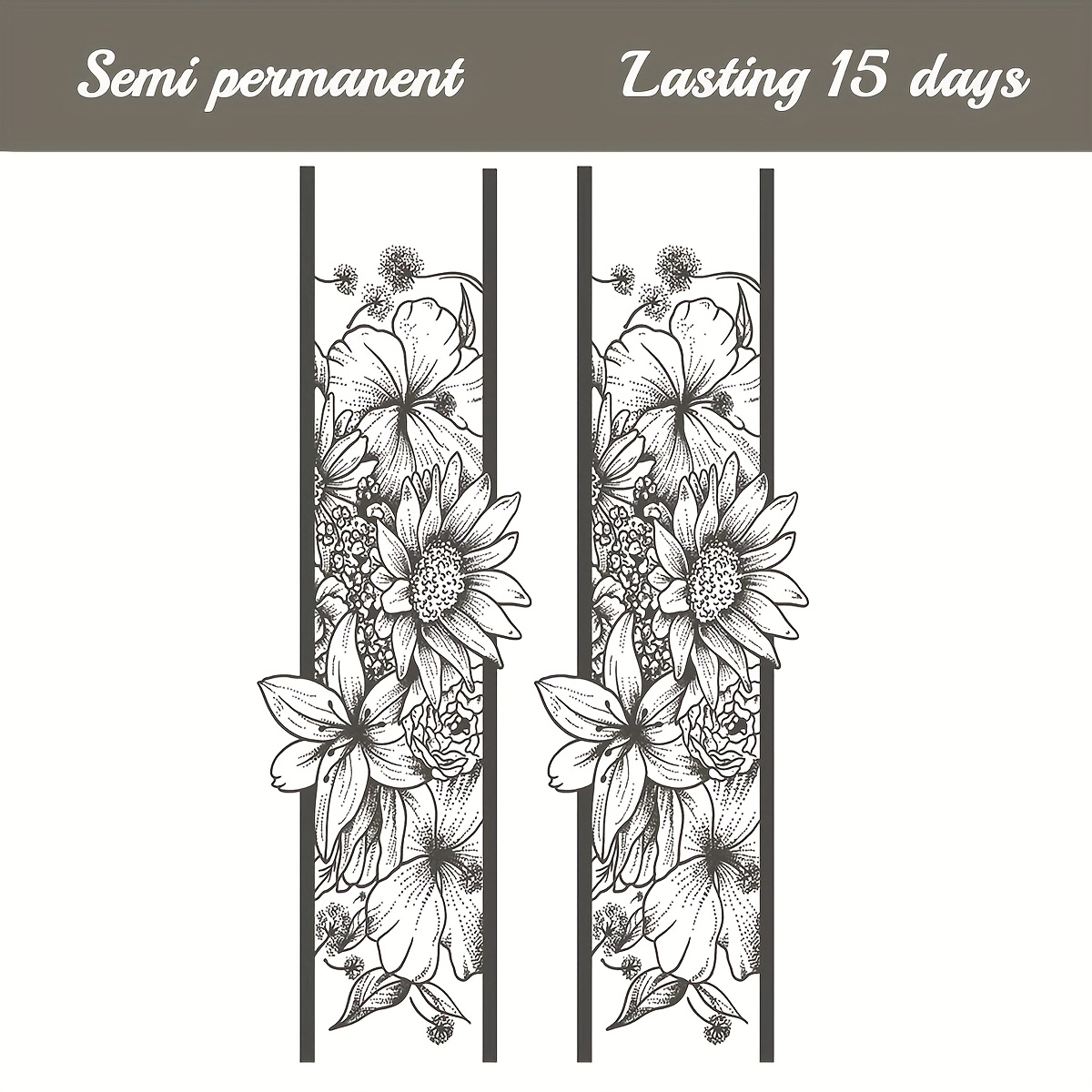 Image of Herbal Juice Semi-permanent Tattoo Sticker Aesthetic Floral Minimalist Tattoo Pattern Realistic Temporary 14 Days Non-fading Non-reflective Tattoo Bracelet Temporary Tattoo Sticker Fake Tattoo 1pc