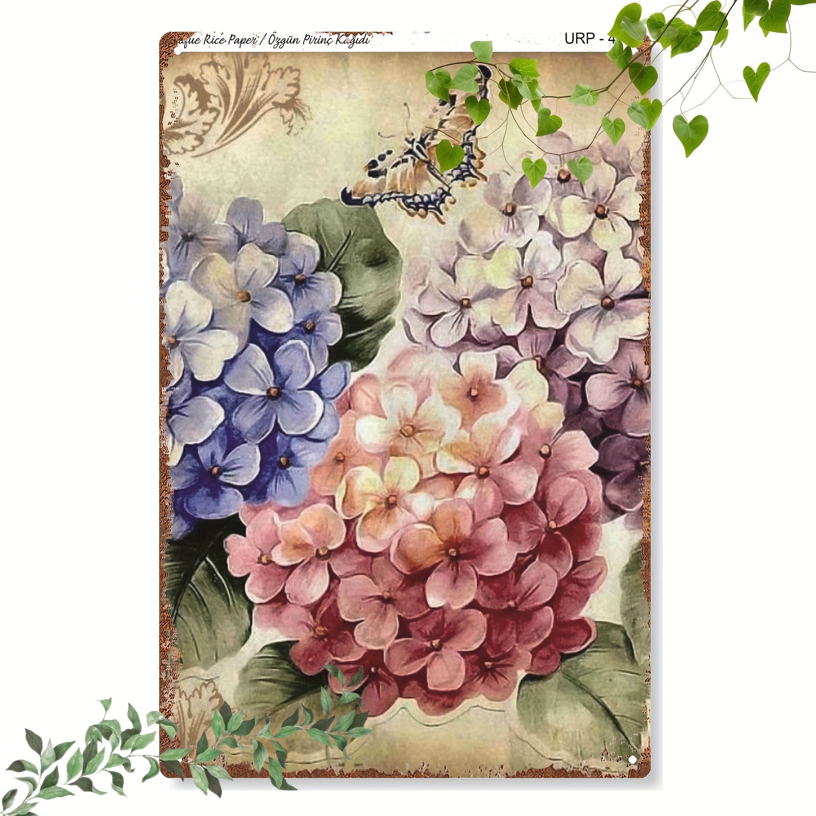 2d flat 1pc heavy duty high quality scratch resistant iron painting rice paper floral decoupage paper with rounded edges for scrapbooking diy crafts invitations   pattern 8x12 inch 20x30cm compatible with heat tools