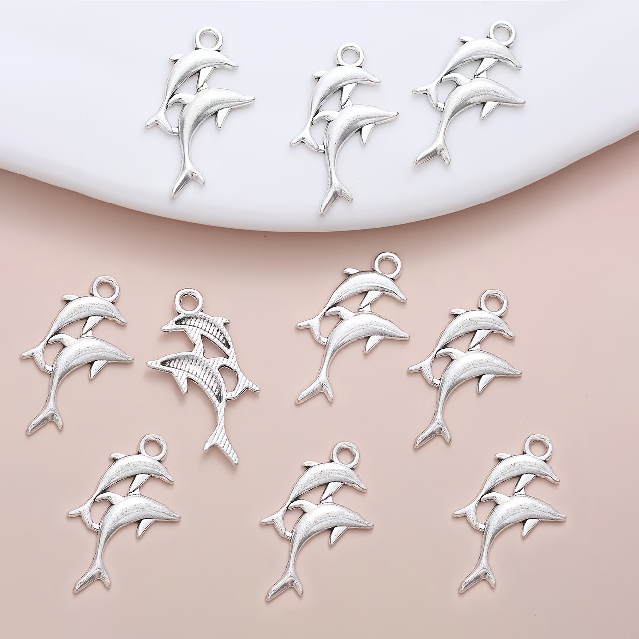 10 Pieces Of Dolphin Pendants, Retro Marine Animal Ornaments For Making Bracelets, Earrings, Necklaces, Anklets, Pendants, Silvery Golden Ancient Green