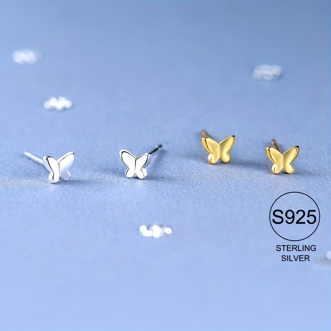 

S925 Sterling Silver Butterfly Stud Earrings Mini Cute Butterfly Stud Earrings For Daily Wearing Women's Ear Jewelry Accessories 0.35g