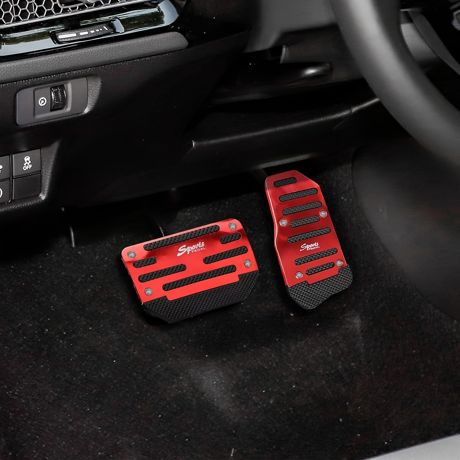 2pcs car pedal pads car brake pedal pad automatic transmission pedal covers replacement kit non slip pedal covers set alloy brake gas clutch pedal kits for car suv atv details 2
