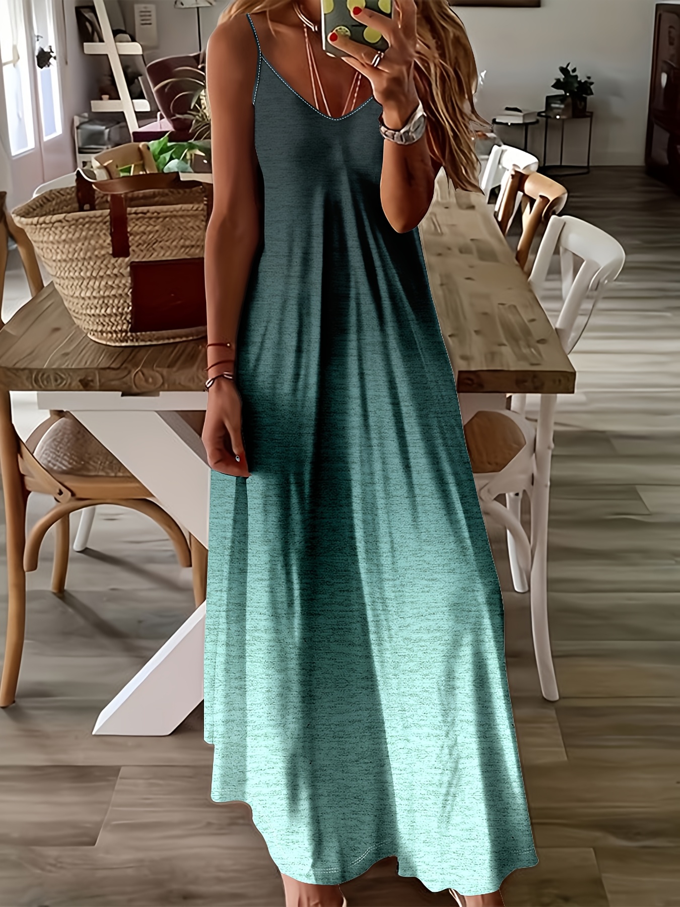 chinese dress ladies Tie dye V Neck Maxi Dress Teal - Casual Loose fit Resort Dress - Bohemian  Beach Maxi Dress Tie Dye