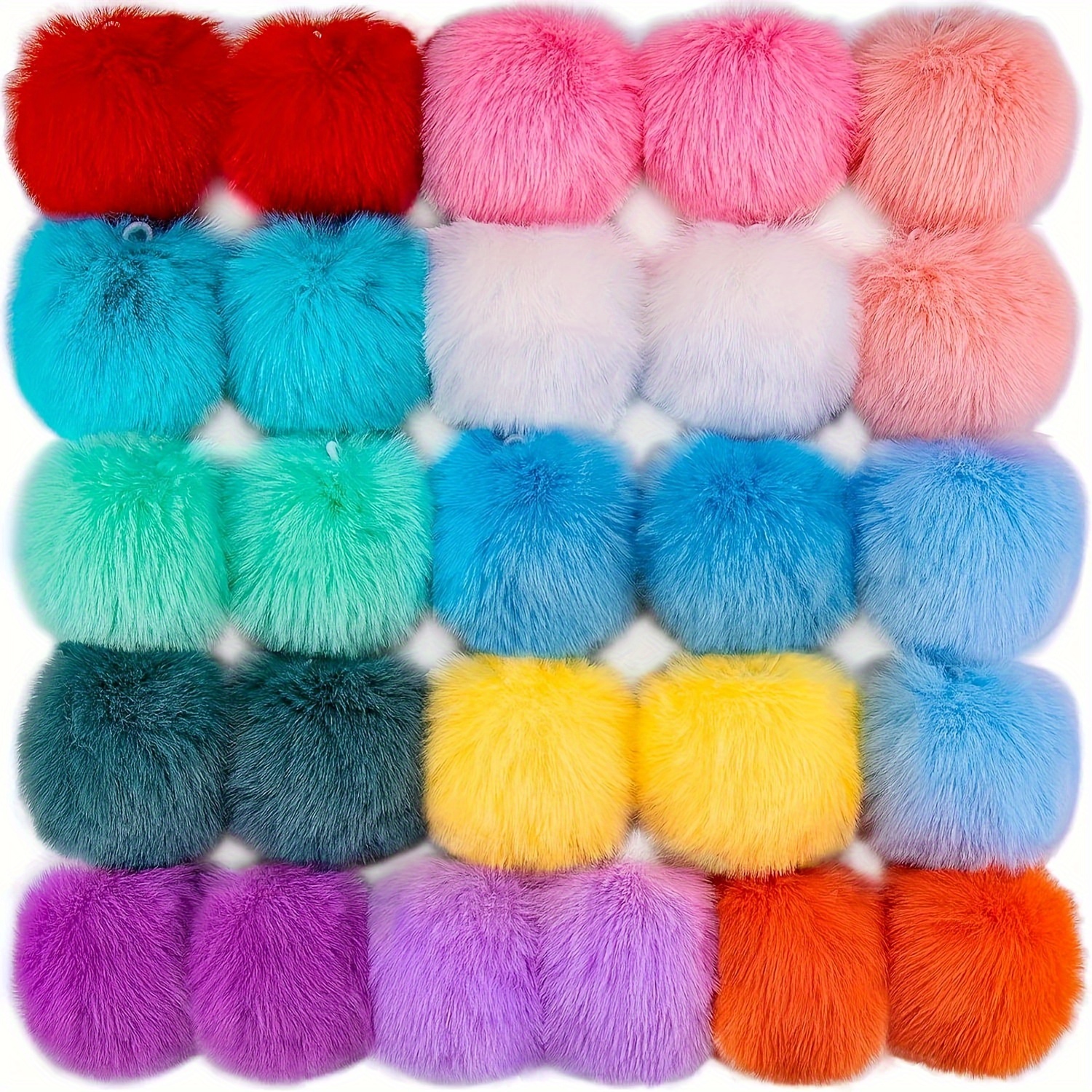

26 Pcs Faux Rabbit Fur Pom Poms With Elastic Rings Diy Fluffy Pom Poms For Hats Beanie Shoes Scarves Gloves Bag Accessories (13 Colors, 2 Pcs Each Color) Craft Ornaments