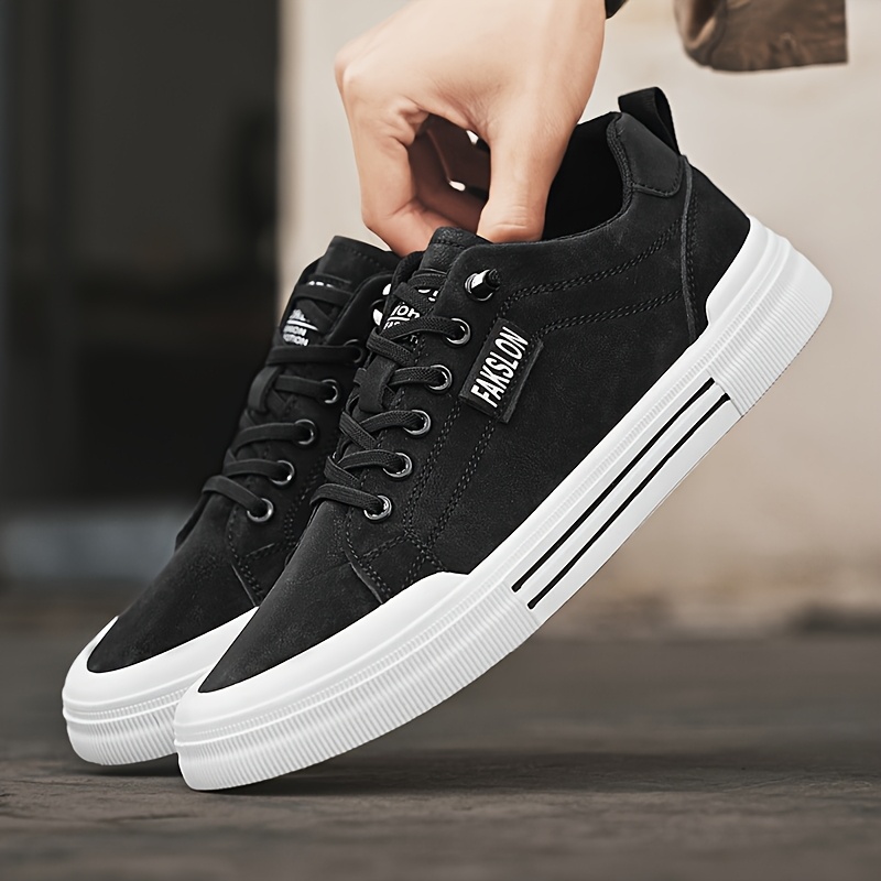 Men'S Casual Sneakers - Spring 2025 Fashion, Versatile Low-Top Lace-Up Shoes with Elastic Round Toe, Faux Upper & PVC Sole for Casual Attire, Work, and Street Style, Allseason Shoes | Modern Casual Shoes | Durable PVC Sole, Skate Shoe