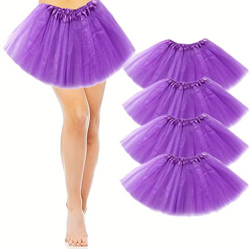 4er-set tutus-röcke für frauen, elastischer tüll-tutu, farbige tutus zum , halloween-party und muttertagsgeschenk