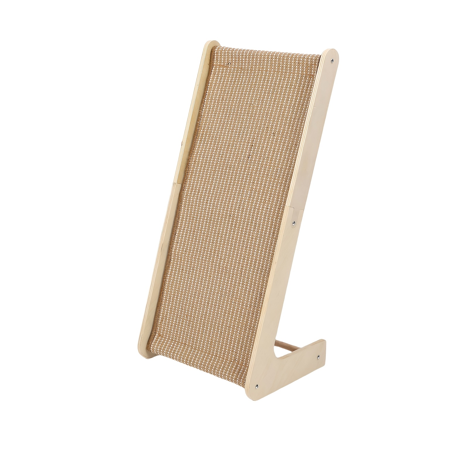 Sisal Cat Scratcher, 27 Inch Vertical L Shape Scratching Board With 120&deg; Angled Ramp, Natural Solid Wood With No Mess Scratch Pad For Indoor Cats