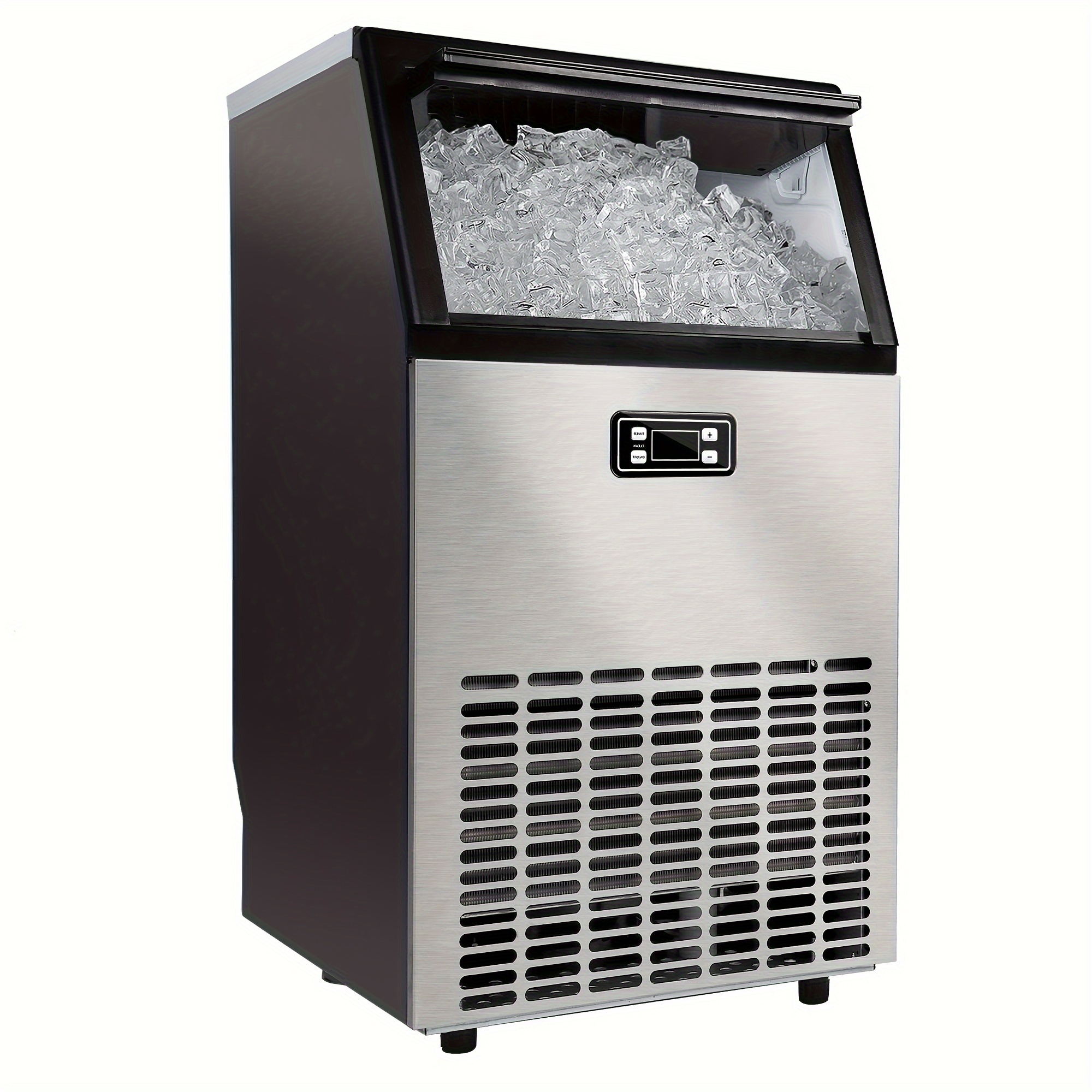 

Commercial Grade Ice Maker Machine - 100lbs/24h , Stainless Steel Under-counter Design With 33lbs Ice Storage Capacity, Freestanding Ice Machine