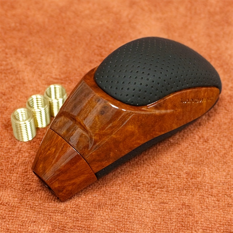TEMU 1pc Leather Abs Gear Shift Knob With 3 Adapters, Grip, , Car Interior Accessory, Gear Shift Handle
