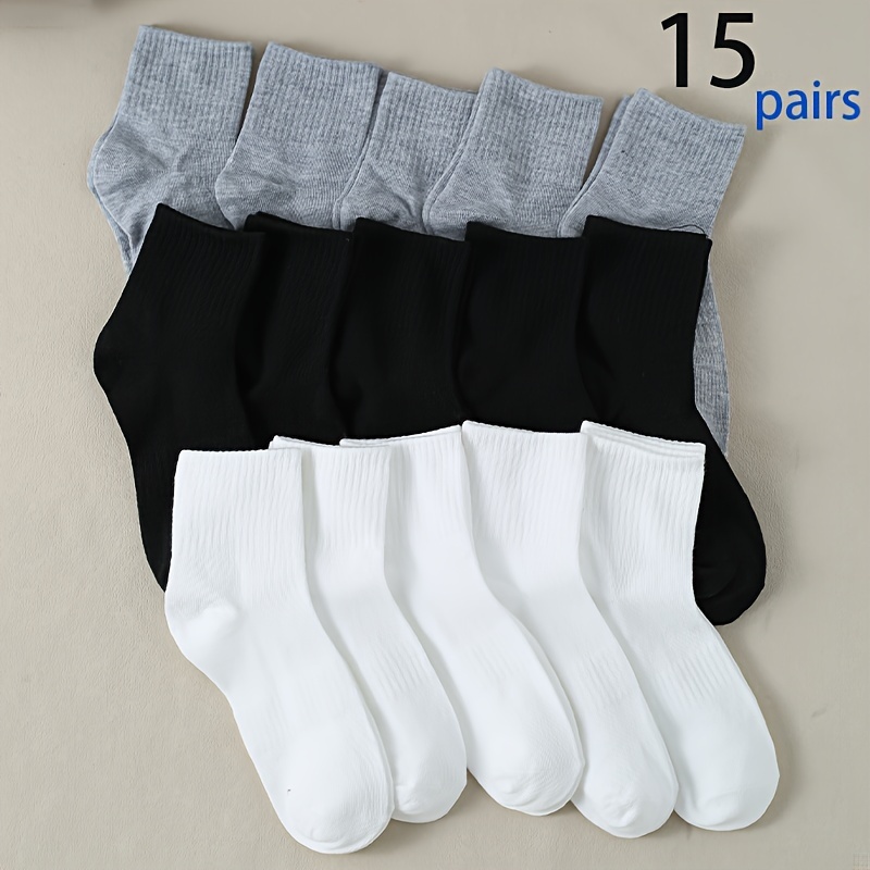 

15 Pairs Of Color Short Tube Socks-yz-solid Socks