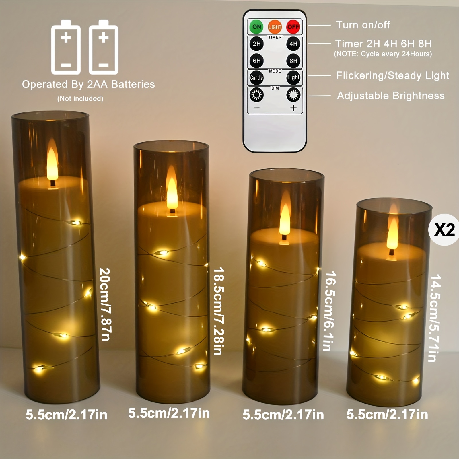 Flikkerende Vlamloze LED Kaarsen met Afstandsbediening en Timer,