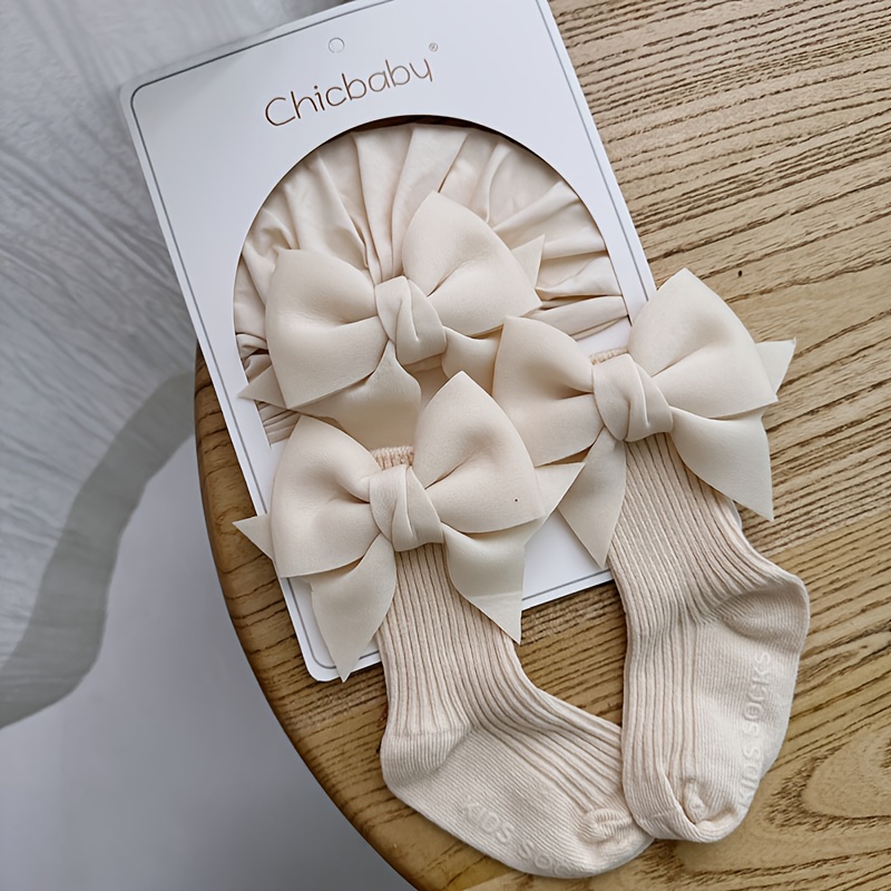 Baby Newborn Socks Set Spring And Autumn -year-old New Year Red Fetal Hat Bow Baby Socks 6-24m