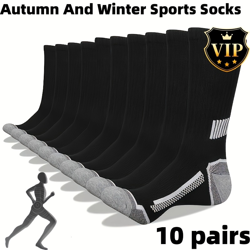 E-shop 10 Paar, Lange Socken für Herren und Damen, Herbst/Winter Knöchelsocken, Feuchtigkeitsableitende Sportsocken, Geeignet zum Laufen, Wandern &