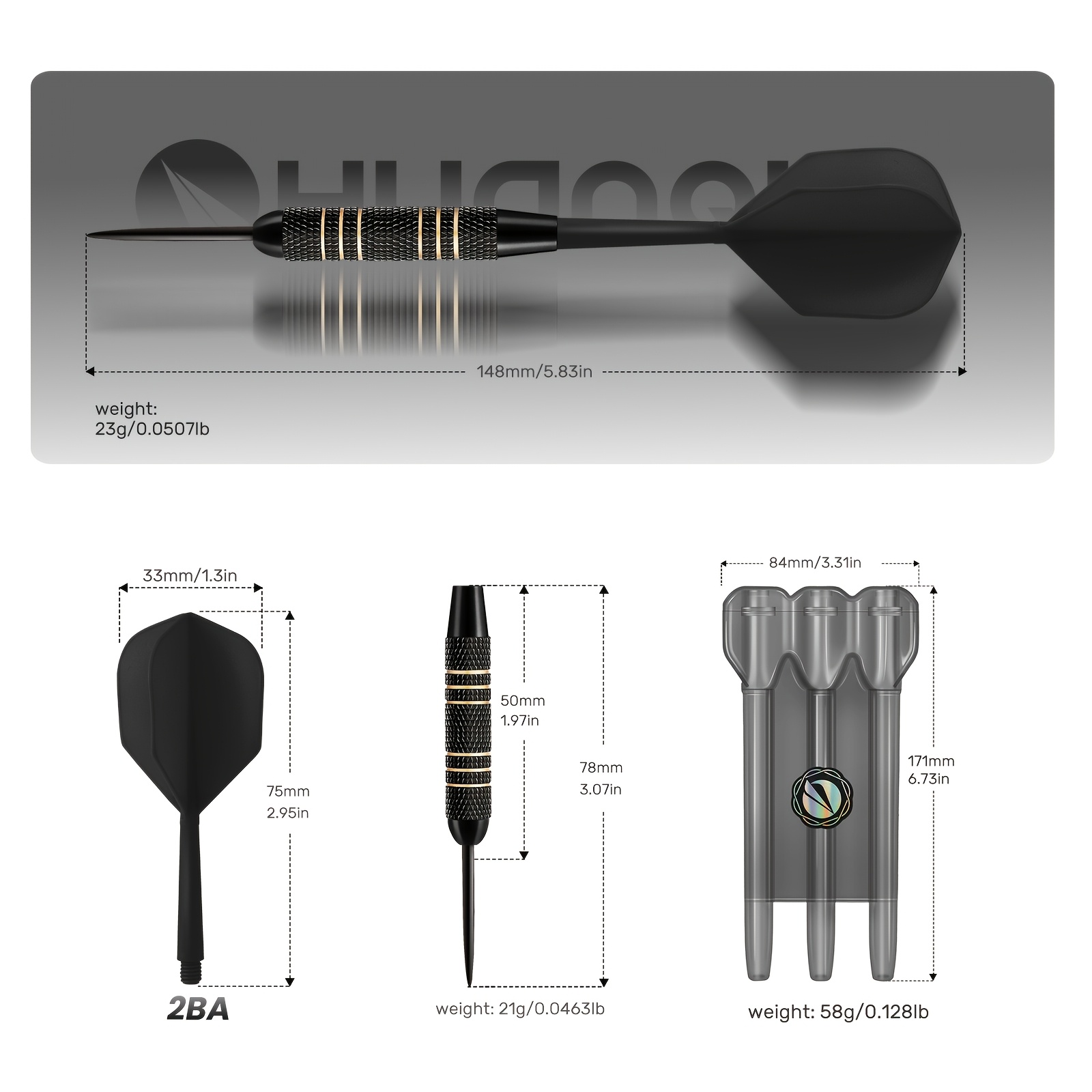 23g Alles-in-Één Koperen Dartset met Opbergkoffer, Inclusief Reserve Dartschachten en Vluchten, Professionele Competitie- en Oefendartset, Dartsportaccessoire - Stuk Cadeau