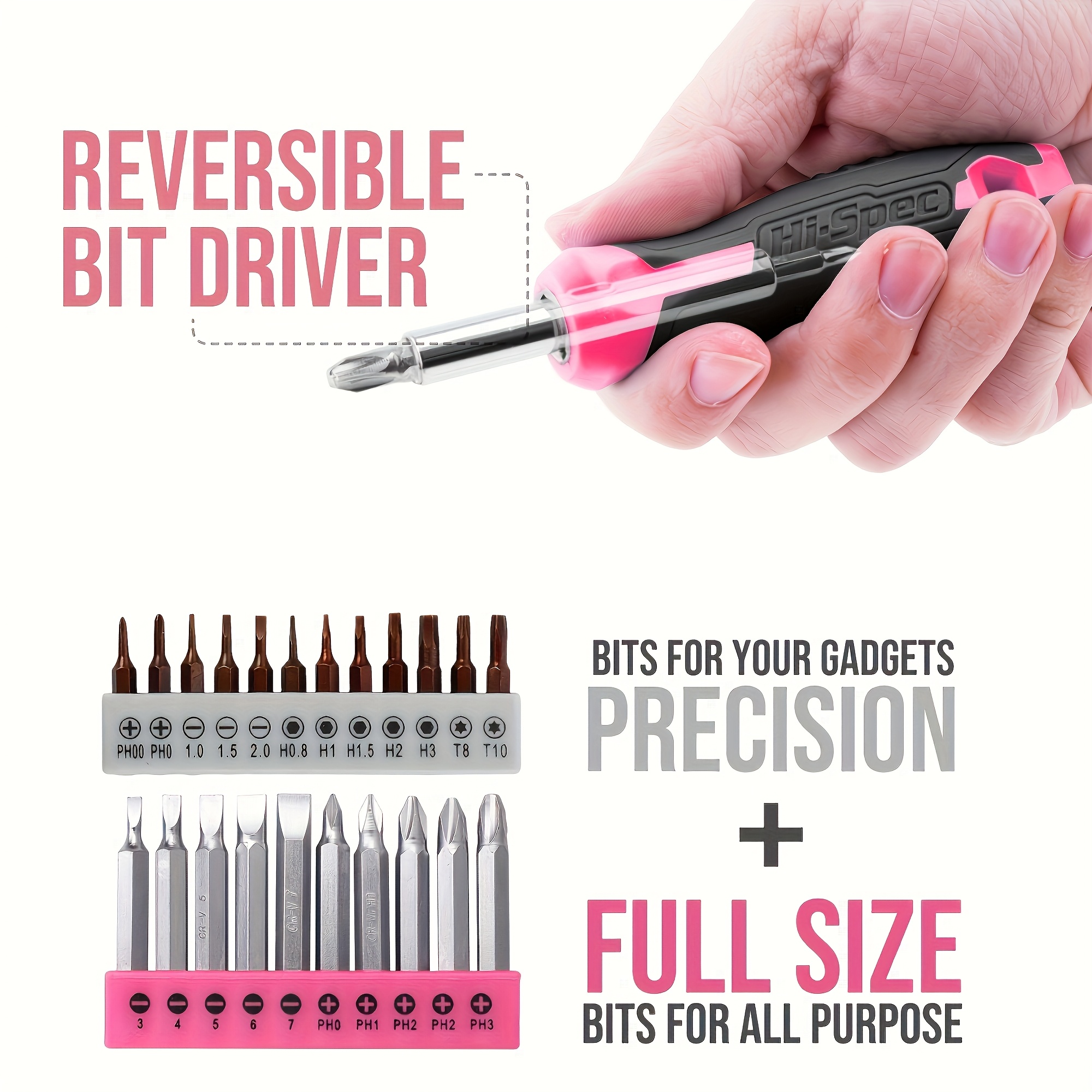 pink screwdriver 58in1 rechargeable electric screwdriver set 8v household electric drill pink multifunctional toolbox power tool sending mom girlfriend and gifts Product details 4