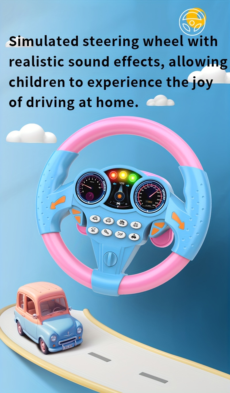 interactive kids steering wheel toy with music battery powered educational car play for parent child bonding no batteries included details 0