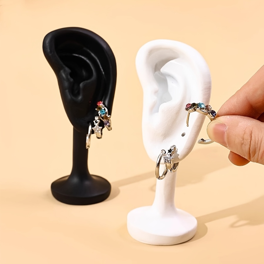 

One-piece Earring Mannequin Display Stand With Lifelike Ears - Showcasing Jewelry, Ideal For Live Streaming And Photography In Jewelry Stores