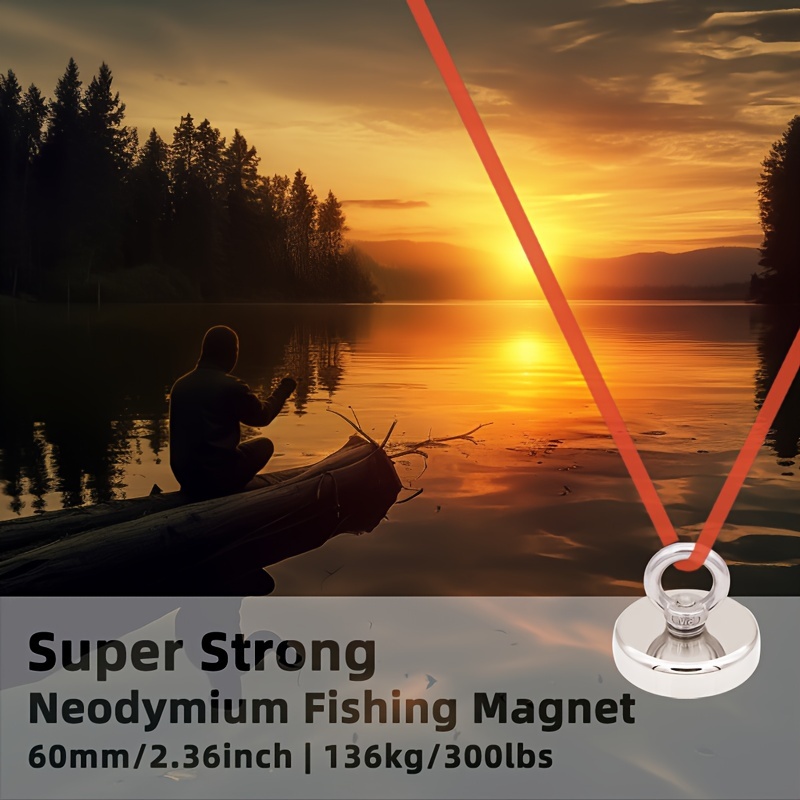 DIYMAG Super Strong Neodymium Fishing Magnets, 300 lbs(136 KG) Pulling  Force Rare Earth Magnet with Countersunk Hole Eyebolt Diameter 1.97  inch(50mm)
