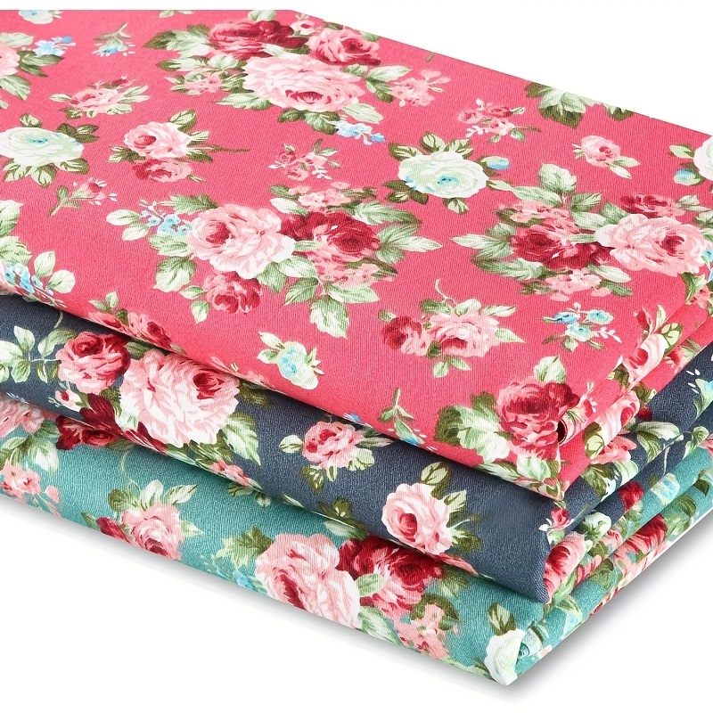 

Charming Vintage Rose Floral Cotton Fabric Bundle, 19.6x62.2 Inch - Ideal For Diy Quilting & Sewing Crafts