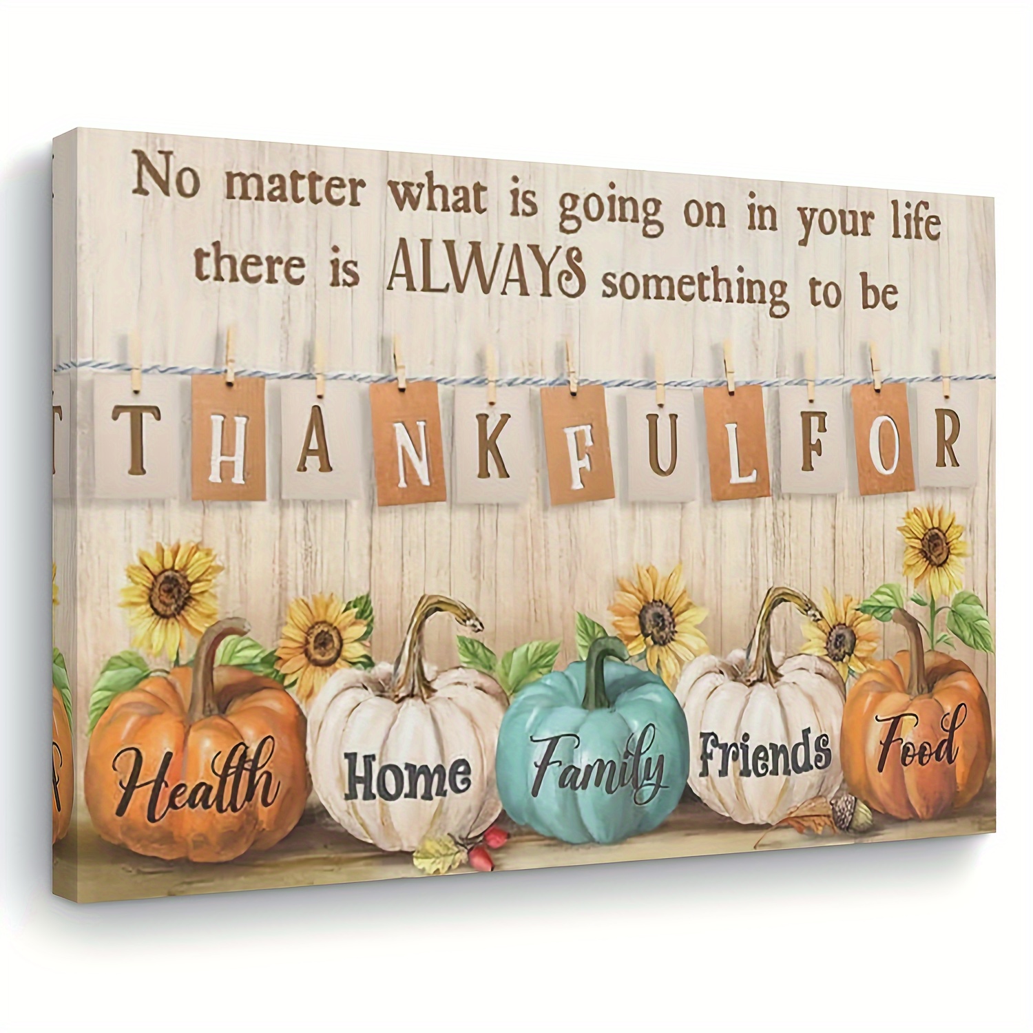 

1pc Thanksgiving Themed Canvas Wall Art With Wooden Frame - Inspirational Quote & Pumpkin Design - Versatile Wall Decor For Living Room, Bedroom, Kitchen - Ideal Gift For Housewarming, Bachelor Party