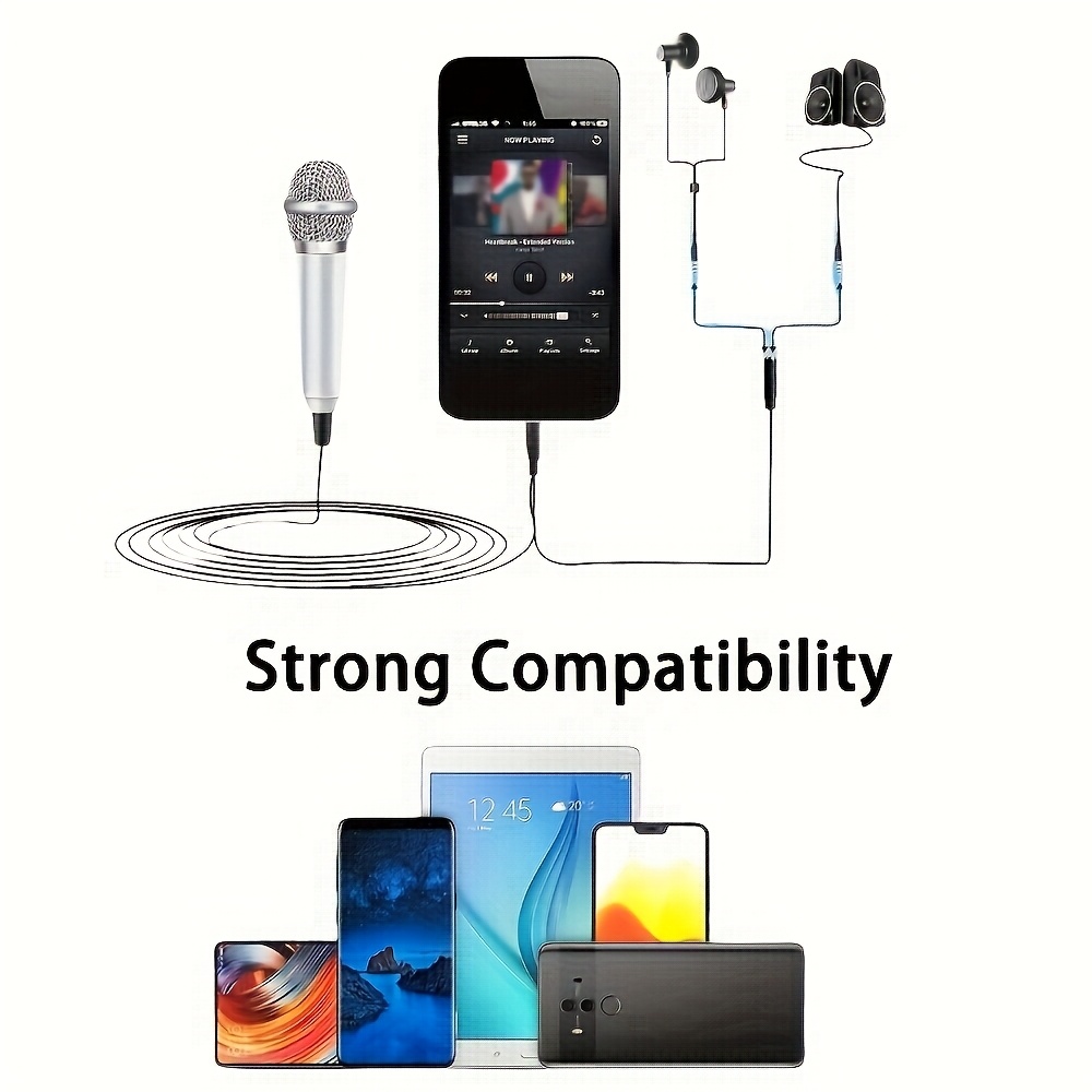 3.5mm Jack Mini Microphone, Portable Singing Microphone, Suitable for Voice Recording, Interviews, Karaoke, Gaming, Video Conferences, Live Streaming, Compatible with Mobile Phones, Computers, Laptops, Tablets - No Battery Required
