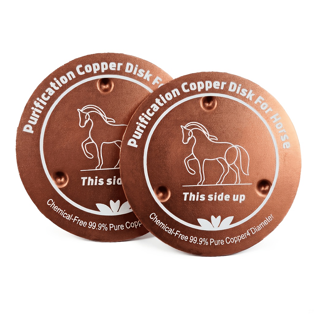 TEMU 1/2pcs Purification Disc, 99.9% Pure Copper, Three- Design, Suitable For Pets Such As Horses, Dogs, Cats, Cattle, Chickens, Birds, Etc.,