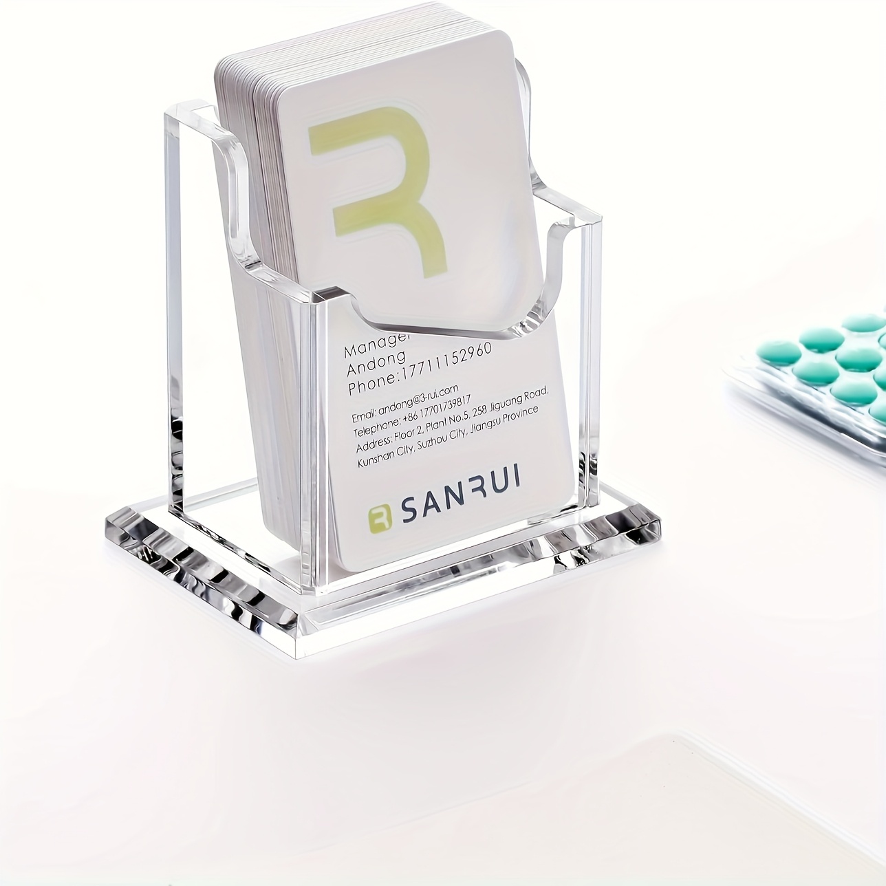 1-Slot Vertical Acrylic Business Card Holder Stand - Sleek Modern Design, High-Quality Crystal Clear Acrylic for Home & Office Desk, Exhibition Displays - Professional Organizer for Men & Women, Business Card Holder Display, Desk Accessory, Sturdy Construction, Corporate Setup