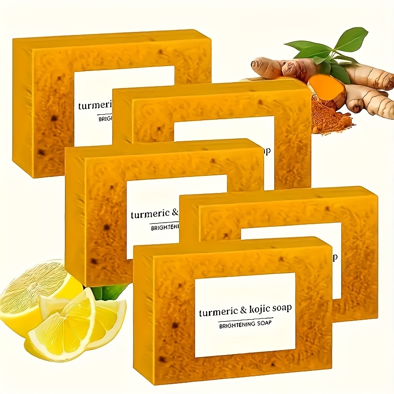 TEMU 5pcs Ginger For Men And Women, Deep Cleansing Moisturizing Bars Suitable For All Light Beige Types, Natural Scent, For Face And Body, Unisex, Festive Gift, Lemon-scented Soaps