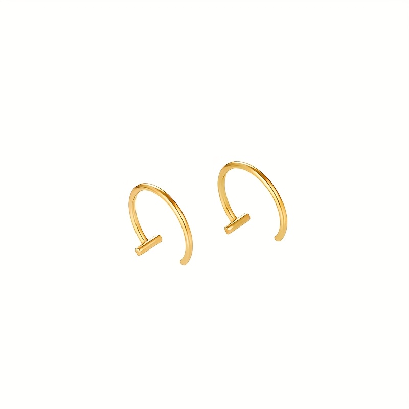 2pcs C-Shaped Stainless Steel Lip Rings, Punk Style