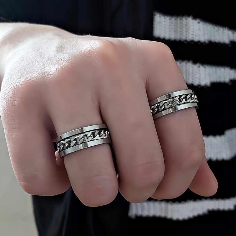 custom engraved letter and number birthday name ring rotating relax ring for men and women fashion jewelry suitable for   men and women Product details 8