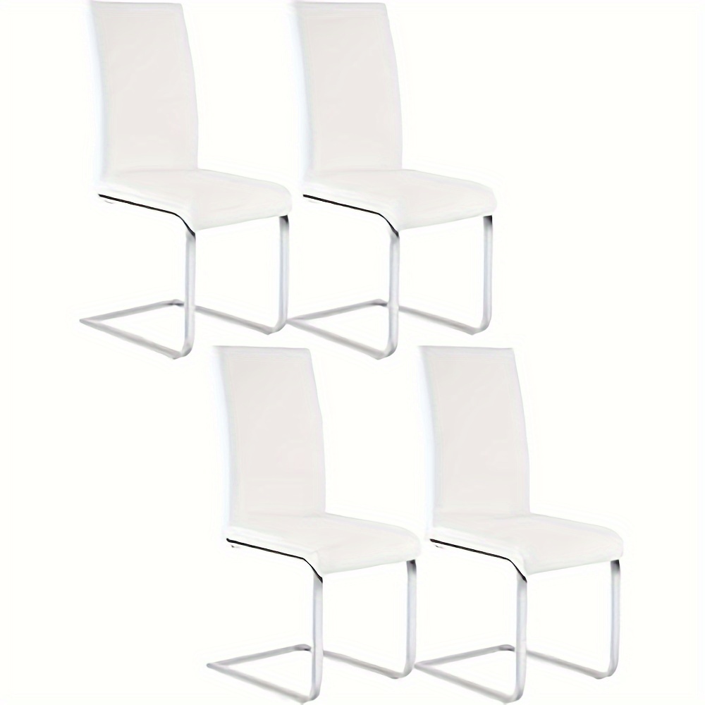 4pcs Ergonomic Cantilever Dining Chairs - Leather Upholstered High Backrest Kitchen Chairs With Sponge Cushioning, Open , Suitable For Dining Room, Living Room, Office