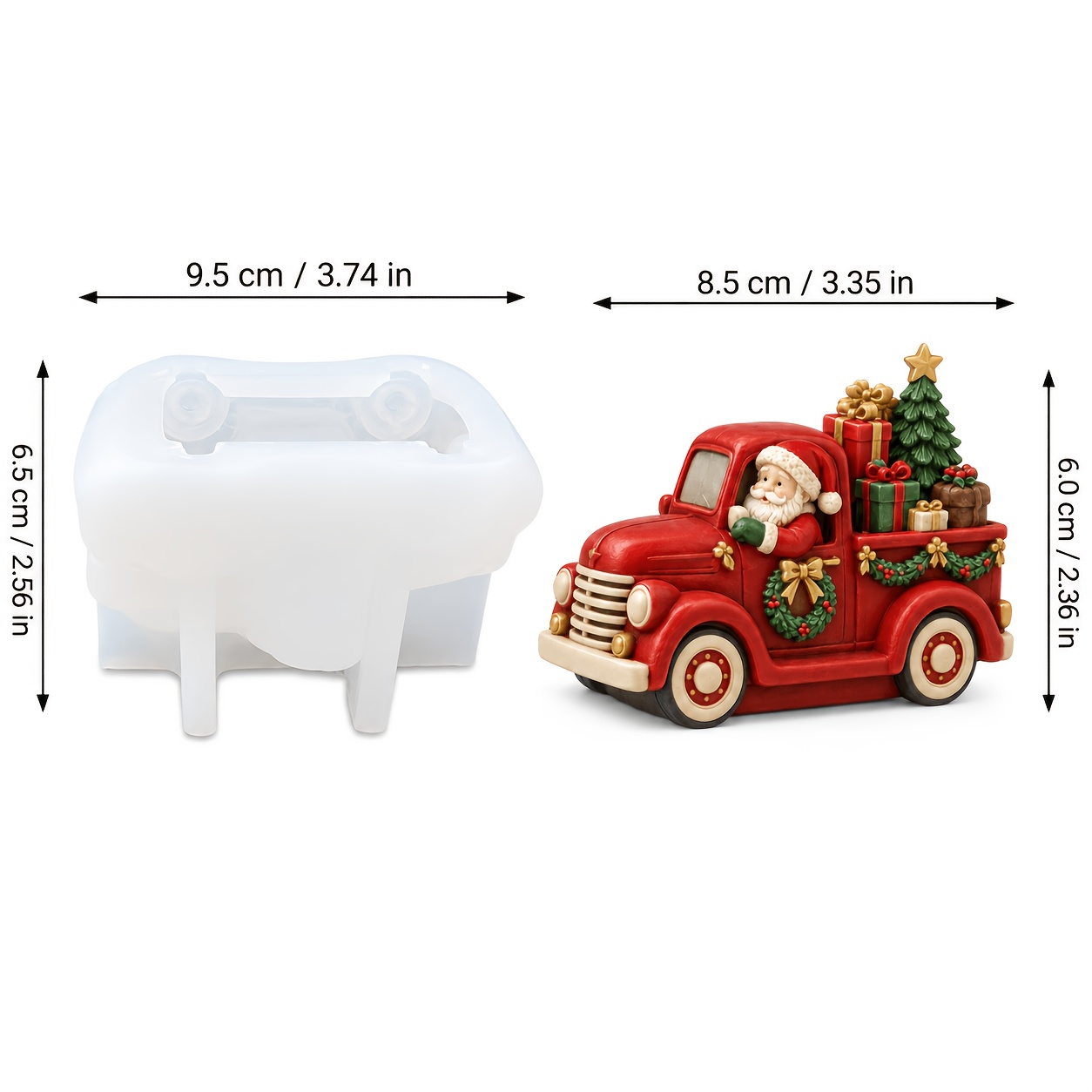 TEMU Stampo in silicone resina, stampo per candele camion natalizio, stampo di multiuso a facile rilascio per candele profumate, gesso, a e resina