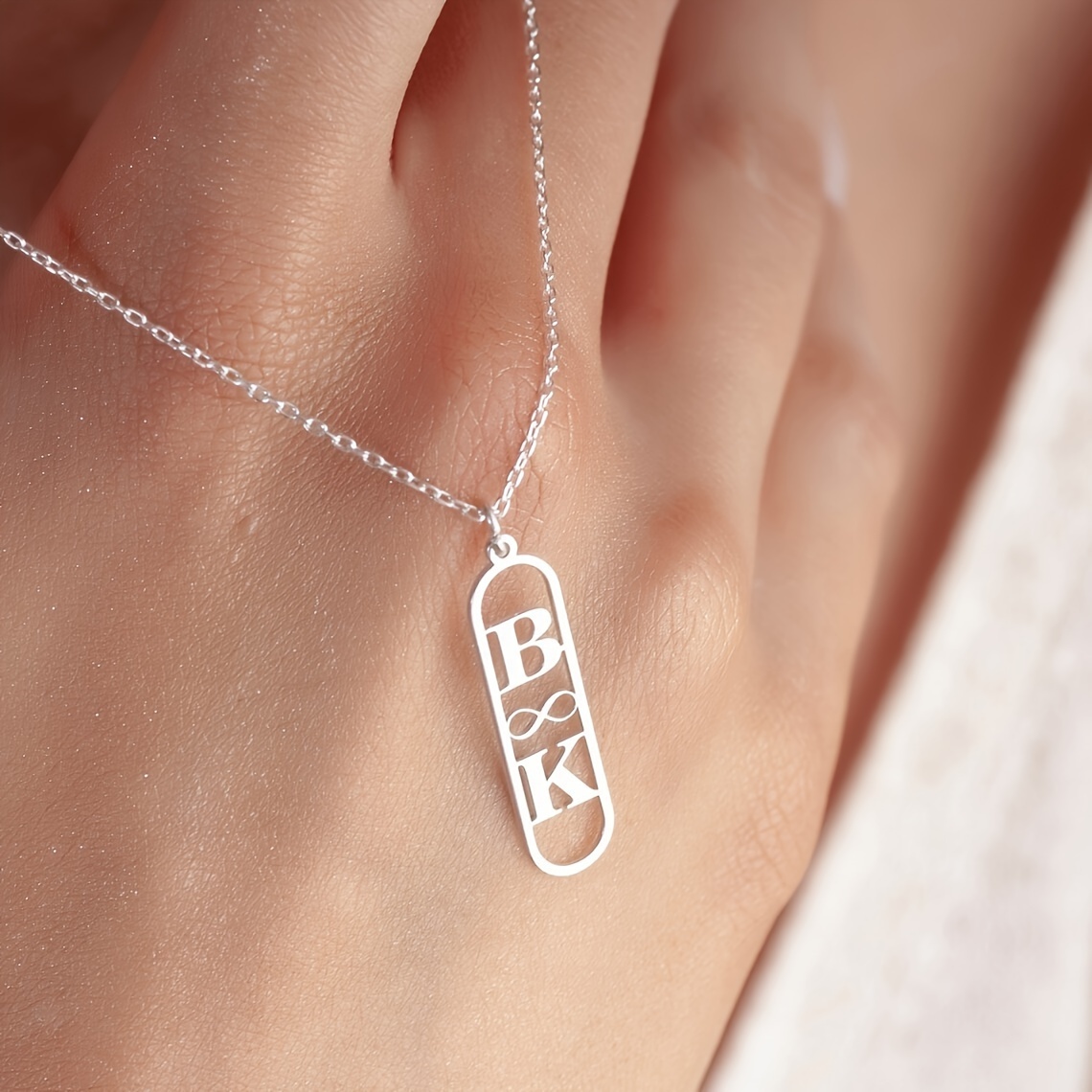 personalized stainless steel infinity necklace with custom initials - elegant nameplate pendant, perfect gift for women, 18k golden plated,  , daily & party wear details 1