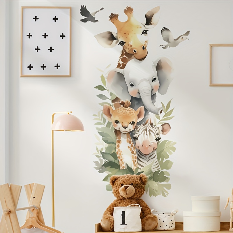 

vibrant" Adorable Animal Wall Decals - Waterproof Vinyl Stickers With Elephant, Giraffe & Zebra Designs For Bedroom And Door Decor