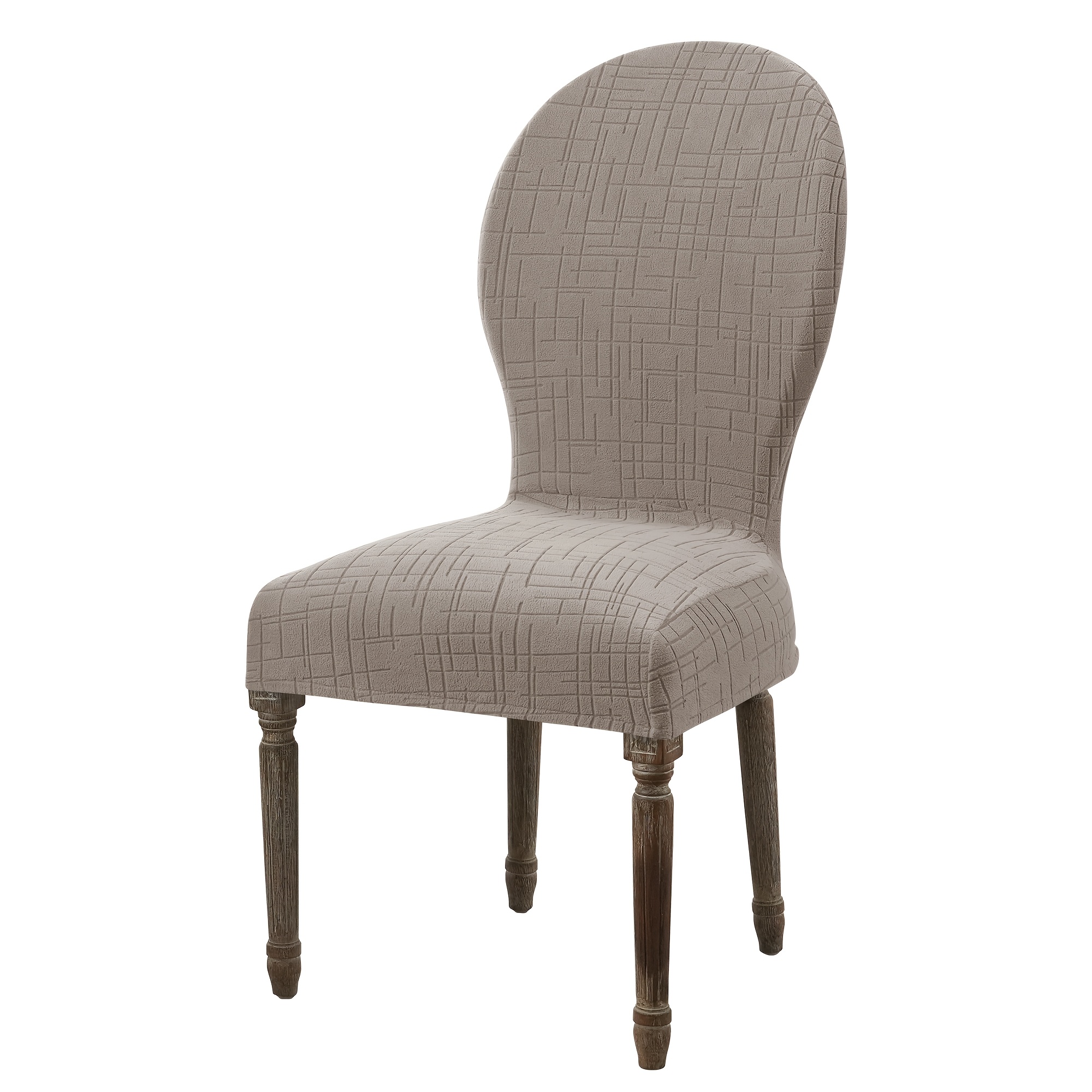 TEMU 1pc 1pcs Suitable For & For Business Modern Minimalist Jacquard Chair Cover With Elastic Closure, Round Back Stretchable Cover For Dining Room,