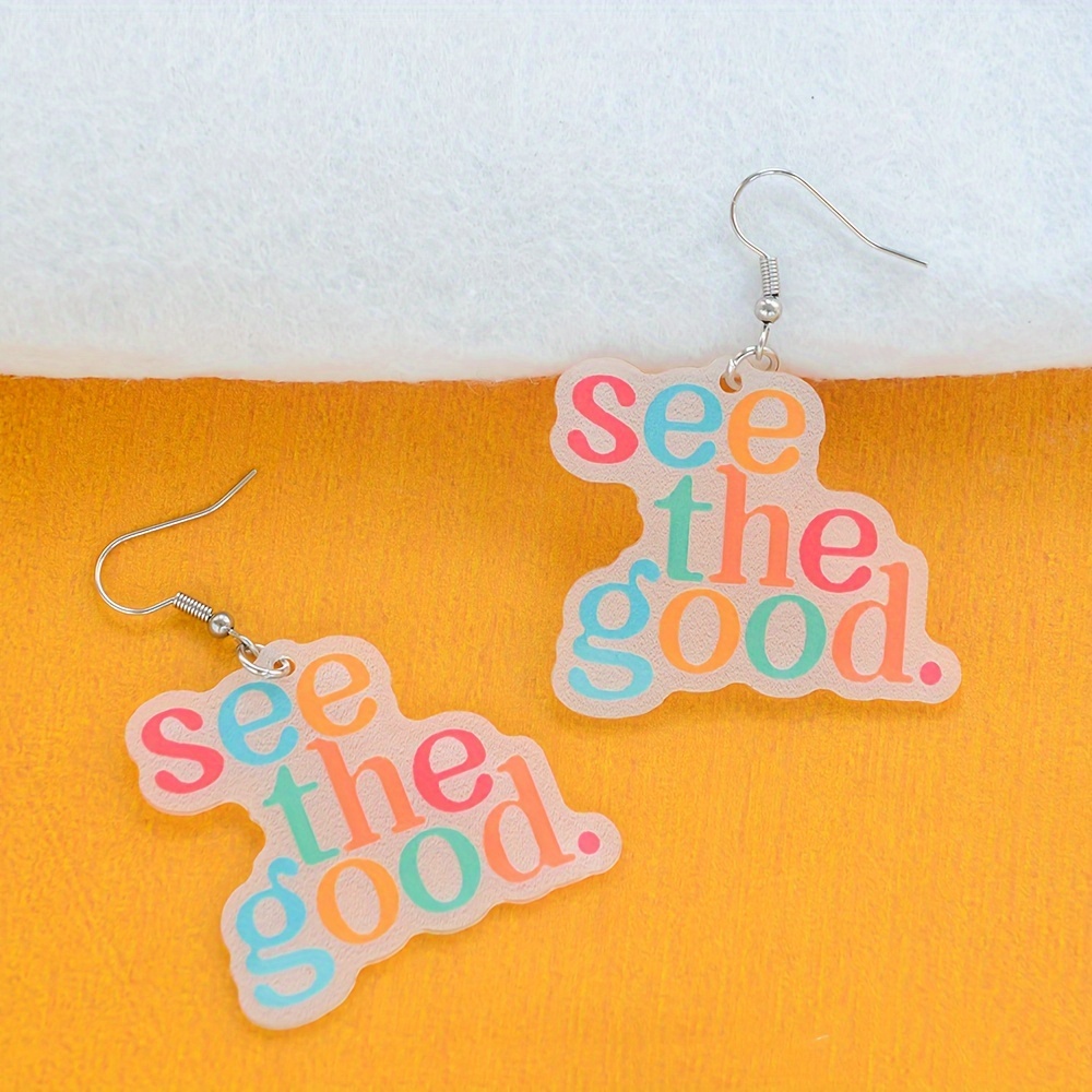 

'see ' Inspirational Acrylic Drop Earrings - , Design With Stainless Steel Hooks, Or As A Gift For Women And Girls, Gift For Women| Earrings| Jewelry