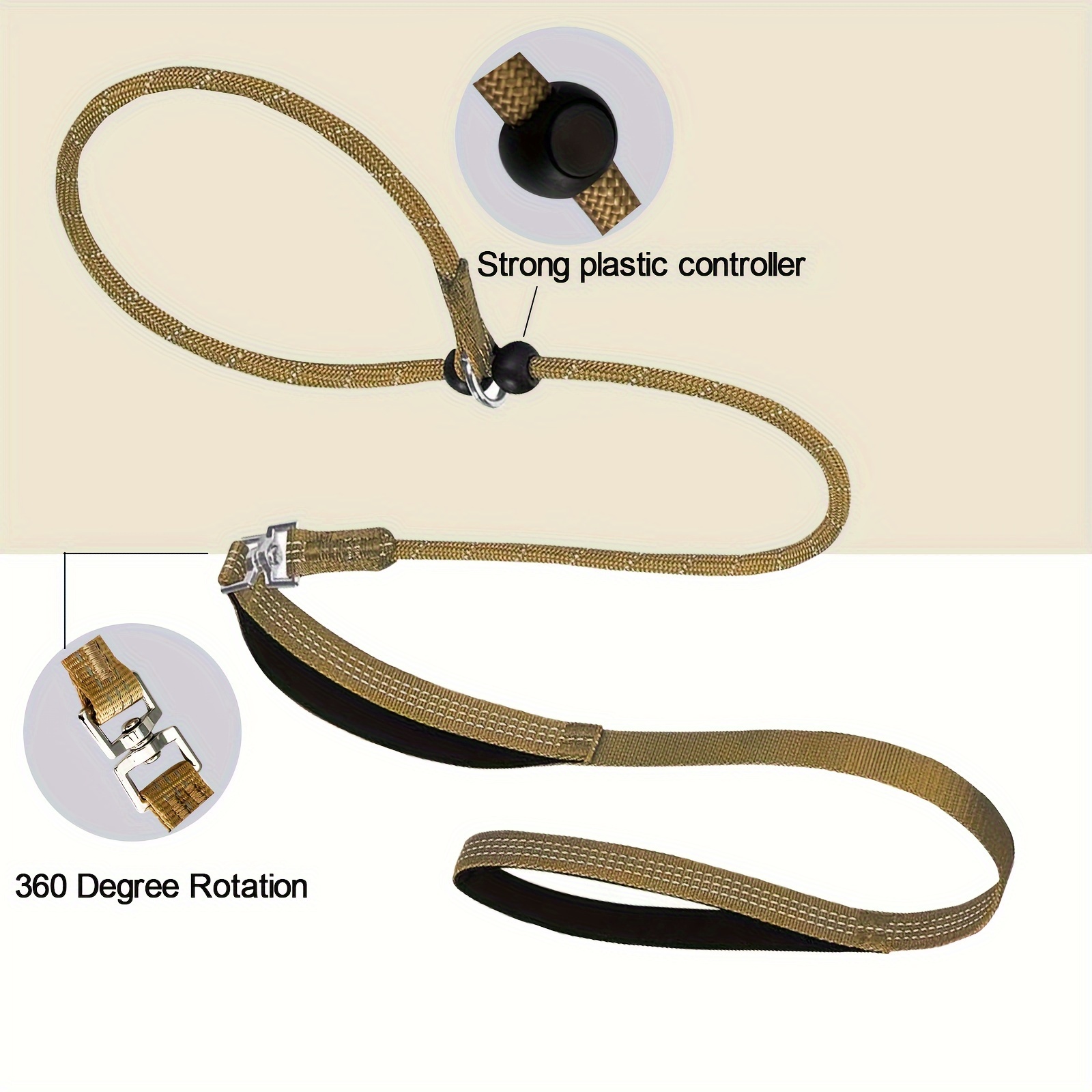 Reflective 2-in-1 Dog Leash and Collar Set - Adjustable Nylon Rope with Soft Padded Handle for Safe Outdoor Walks details 6