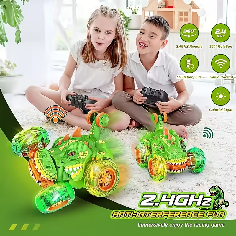 boys remote control car 360 spin and flip 4wd stunt toy 2 4ghz   charging led light up vehicle perfect gift for boys aged 3