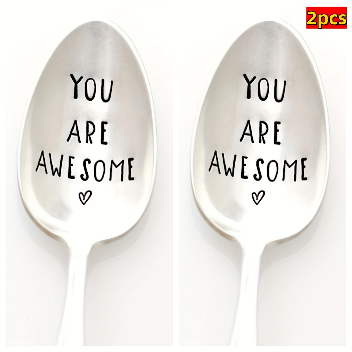 TEMU 2pcs Romantic Engraved Coffee Spoons - Stainless Steel Material, Suitable For Desserts, Coffee And Tea, Perfect Gift For , For Birthdays And