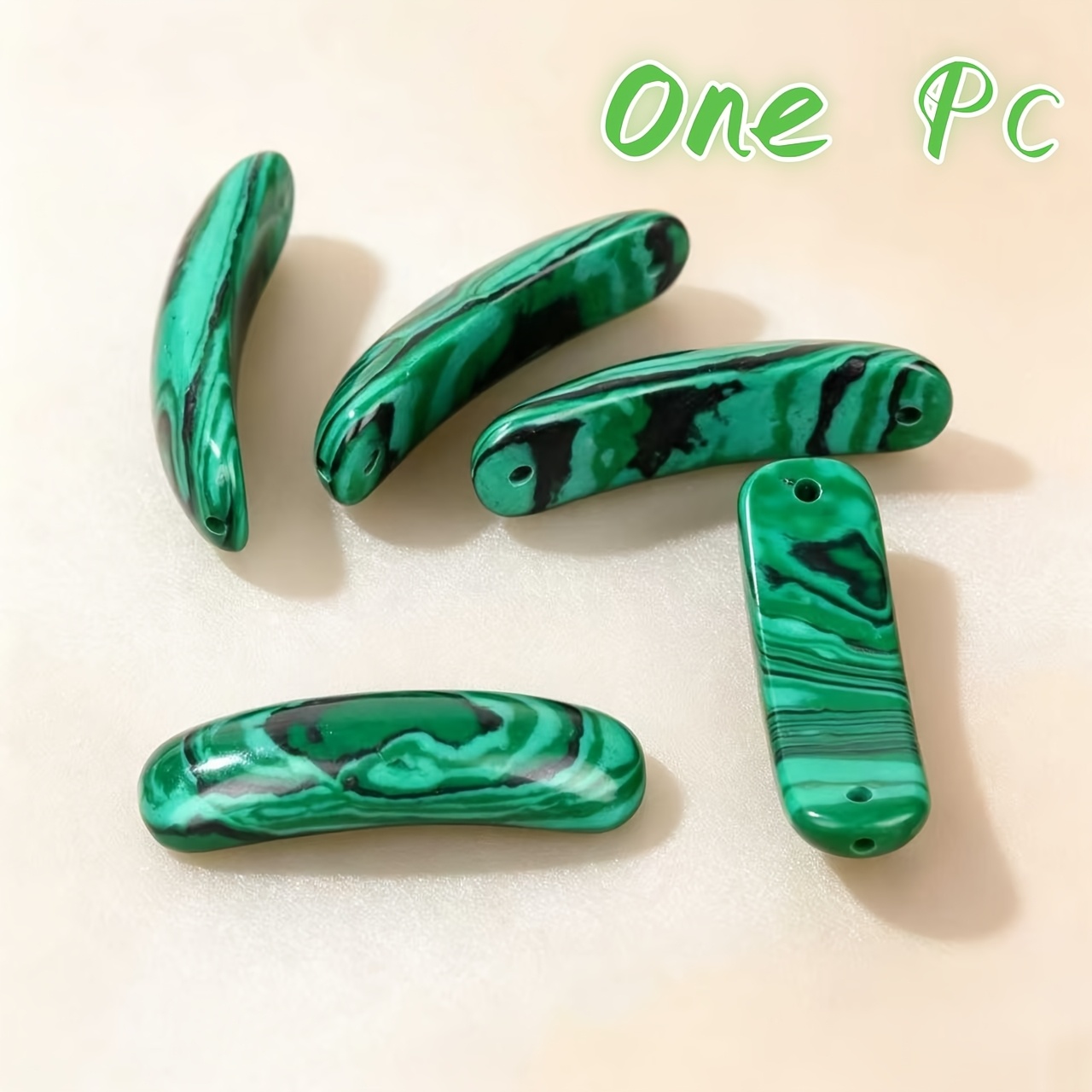 TEMU Malachite Curved Stone Beads - Curved Rectangle Connector Beads With Mineral For Making, Suitable For Bracelets, Necklaces,, For Crafting, Stone