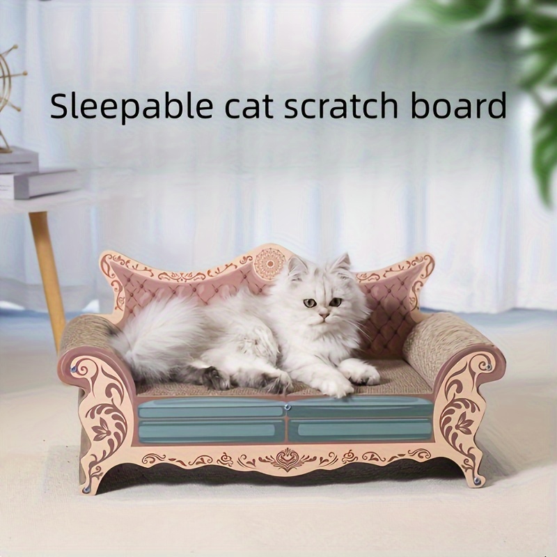 luxury l shaped cat scratcher sofa bed durable non shedding cardboard with unique round design for large cats pet relaxation spot   sofa plush cat bed Product details 2