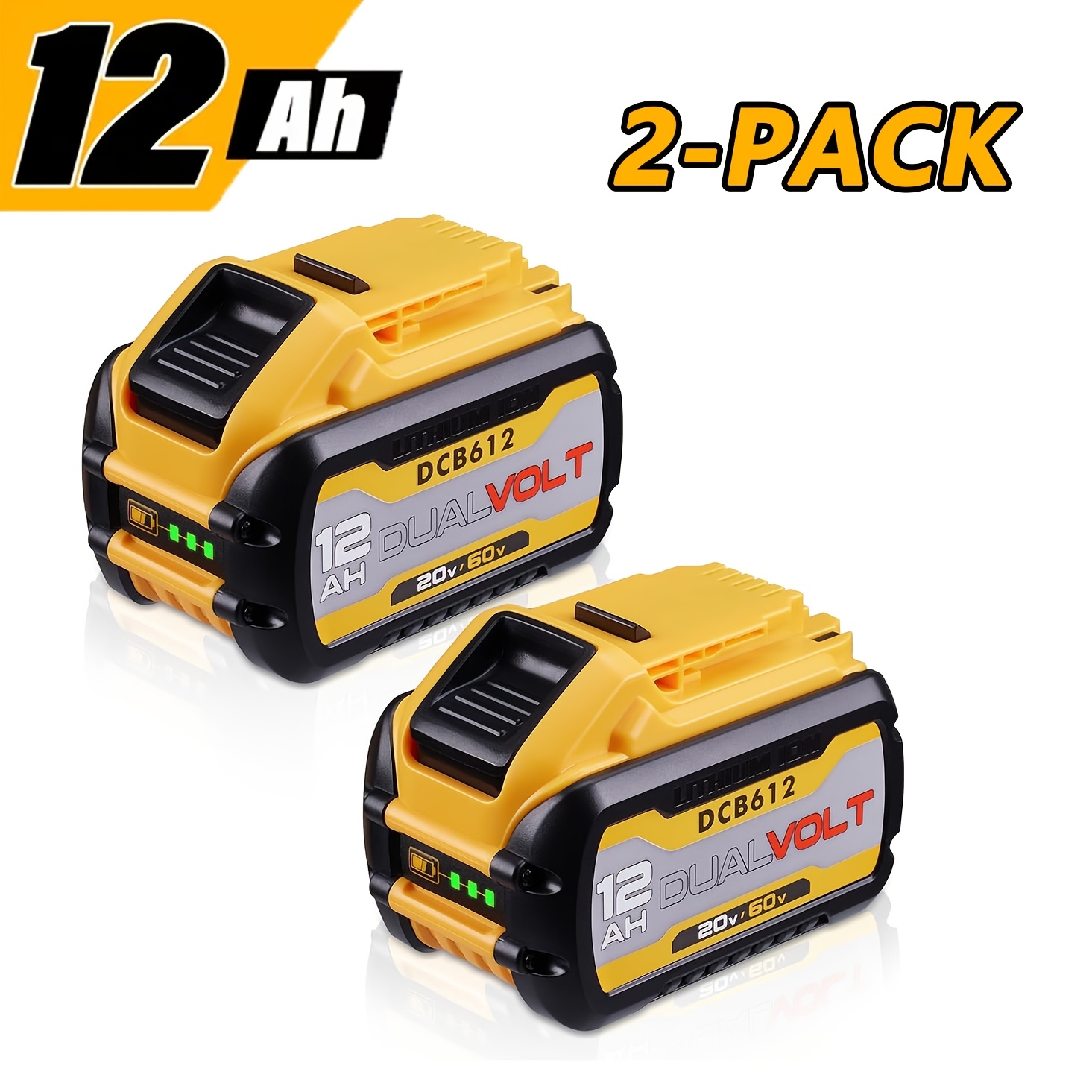 TEMU 2pcs Upgraded High-capacity 12, 000mah 20v/60v Max Lithium-ion Battery For Dcb606, Dcb609, Dcb610, And Dcb612 Models A , Durable, And