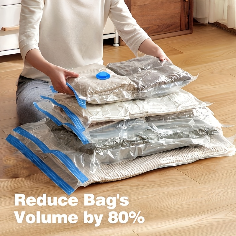 9pcs heavy duty vacuum compression bags with portable hand pump suitable for bedding clothes storage 2 large 3 medium 3 small space saving sealer bags 80 space saving for home closet travel essentials multi scene organization vacuum seal