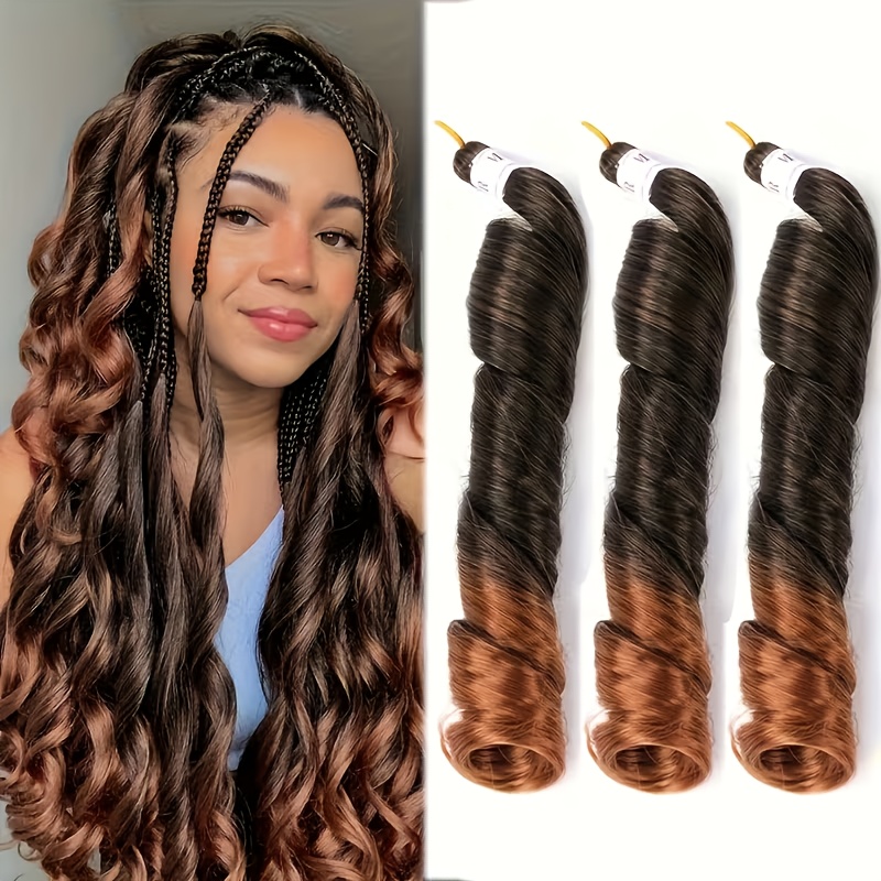 TEMU 3 Packs 24 Inch Synthetic French Curly Braiding Hair Extensions - Pre-stretched Loose Curly Crochet Braids For Box Braids, Bouncy Curls, Look &