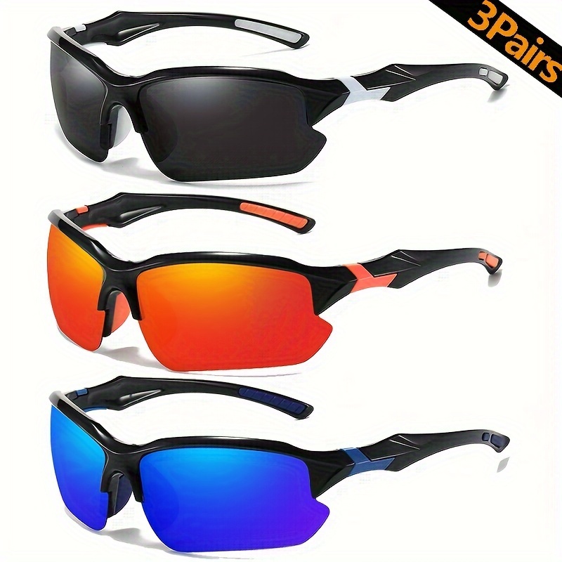 

3pcs Polarized Sports Glasses For Men & Women, Windproof Glasses For Cycling, Baseball, Running, Fishing, Golf & Driving