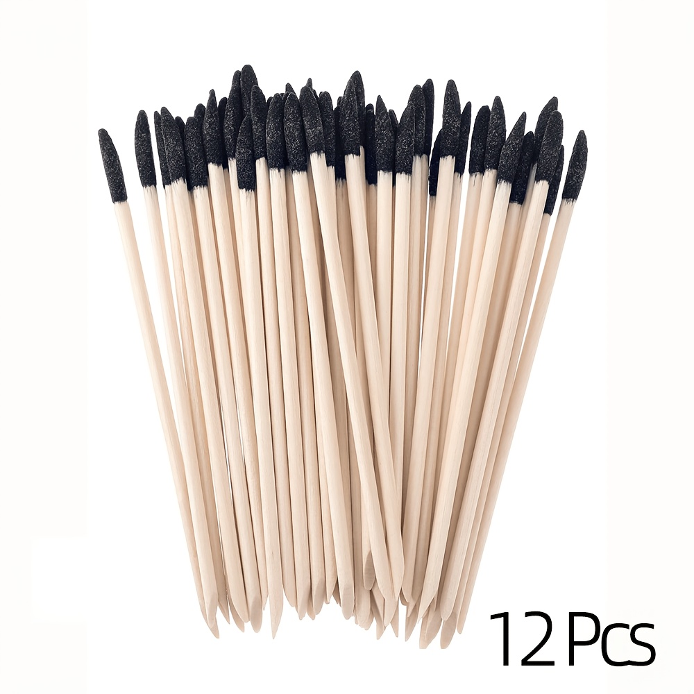 TEMU 12pcs Sanding Sticks Nail Art Remover Polishing Sticks Nail File Cuticle Pusher Stick Fine Detailing Tools