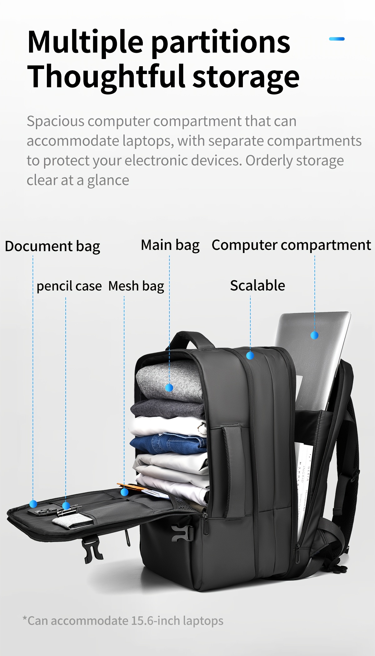 Mochila unisex WEIXIER, bolsa de viaje, bolso de mano, mochila unisex, bolsa para portátil, gran capacidad, función deportiva, mochila abierta a 180°, bolsa de equipaje para fines de semana, bolsa de negocios, bolsa de viaje de negocios, mochila escolar, expansible, compartimento independiente para computadora, adecuada para viajes escolares y de negocios, regalo para amigos y familiares.