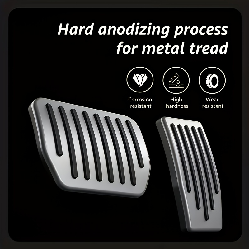 TEMU 1 Ensemble de Couvercle de Protection en d'Aluminium pour Tesla Model 3/Y, Accélérateur, Pédale de Frein, Accessoire de Modification Intérieure