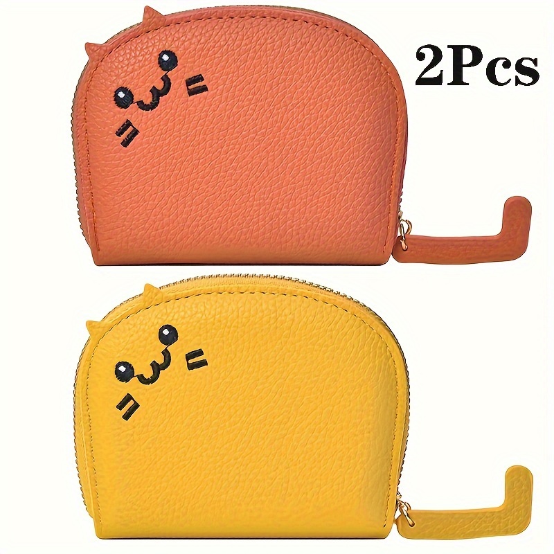 

2pcs Elegant Cartoon Wallet - Artificial Leather Wallet With Multiple Slot, Zipper, , Wallet