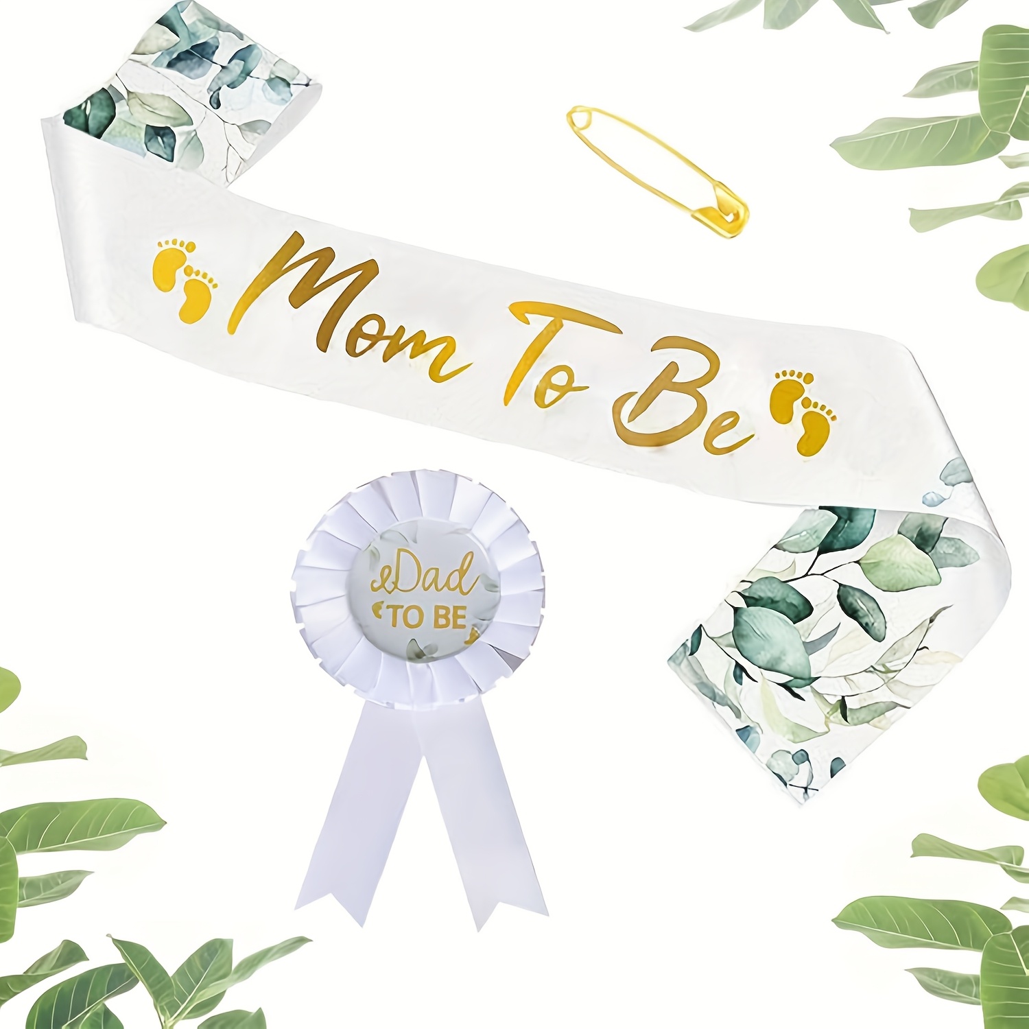 TEMU Gravidmamma Sash & Blivande Pin – Könslövning Festdekorationer, Present till Gravida Mammor, Baby Shower-present