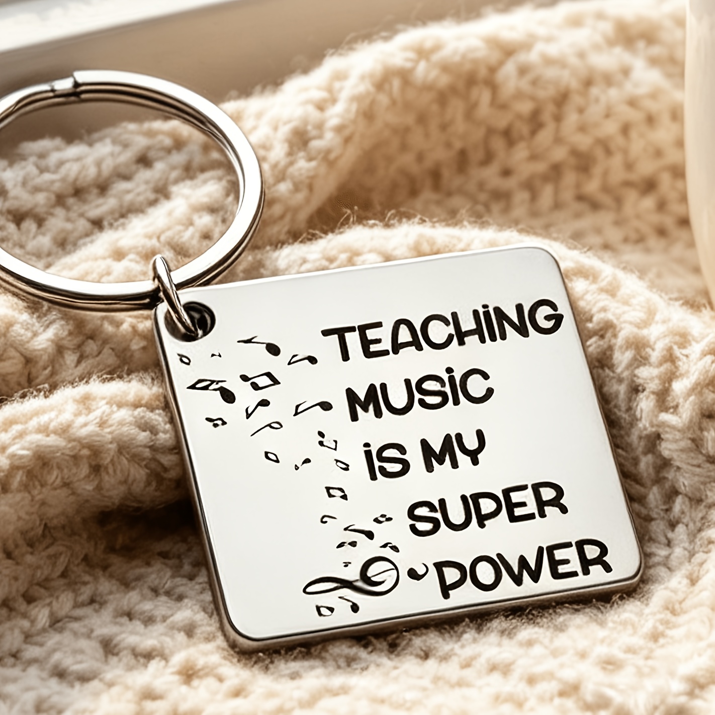 Image of 1pc, Stainless Steel Keychain, Engraved With The Slogan Of "teaching My " For Music Teachers, A Tribute Gift For Music Teachers, An For Teachers' Day, Teaching Recognition, Graduation Season, Birthday